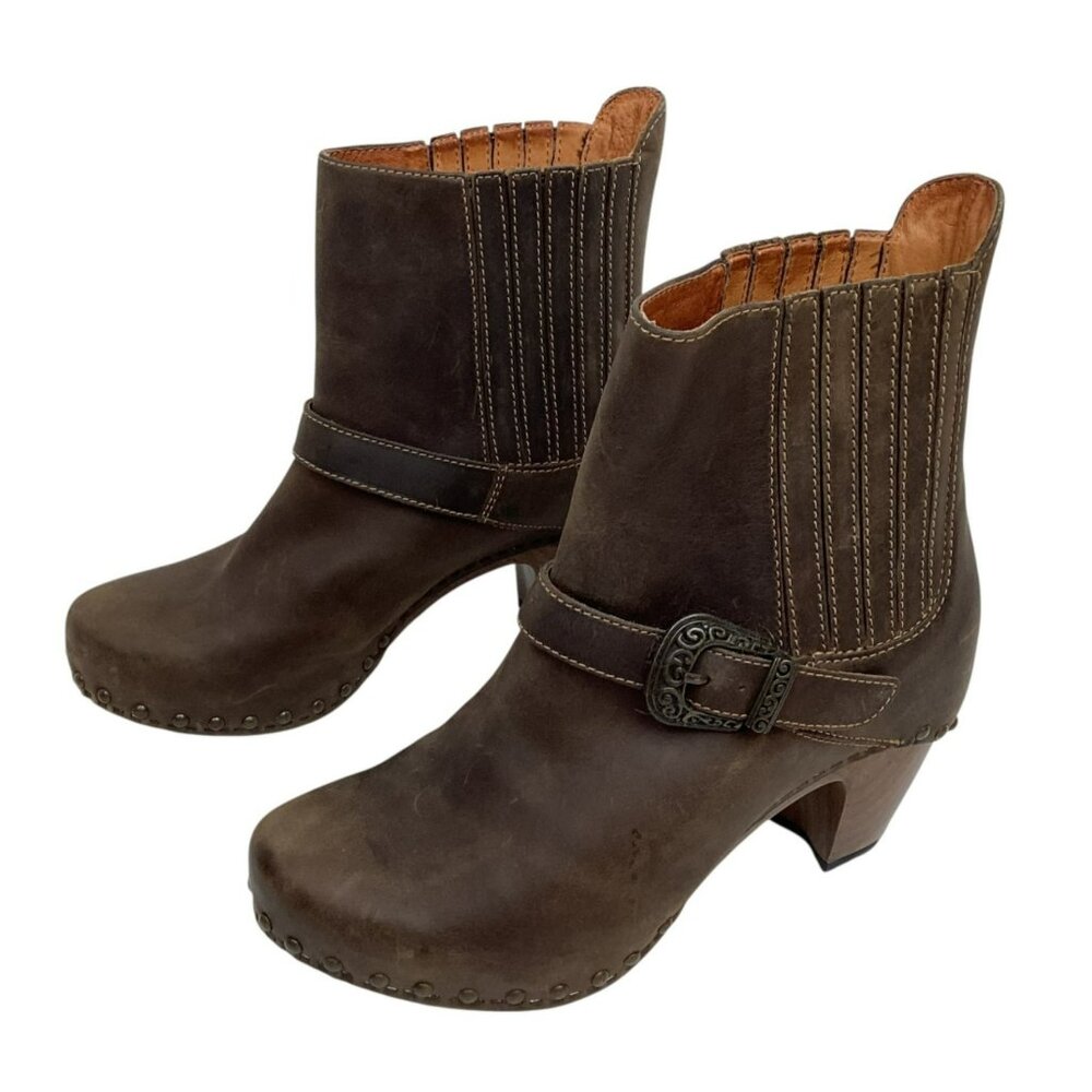 Dansko Rhianna Leather Buckle Strap Womens 7.5-8 Ankle Boots Brown